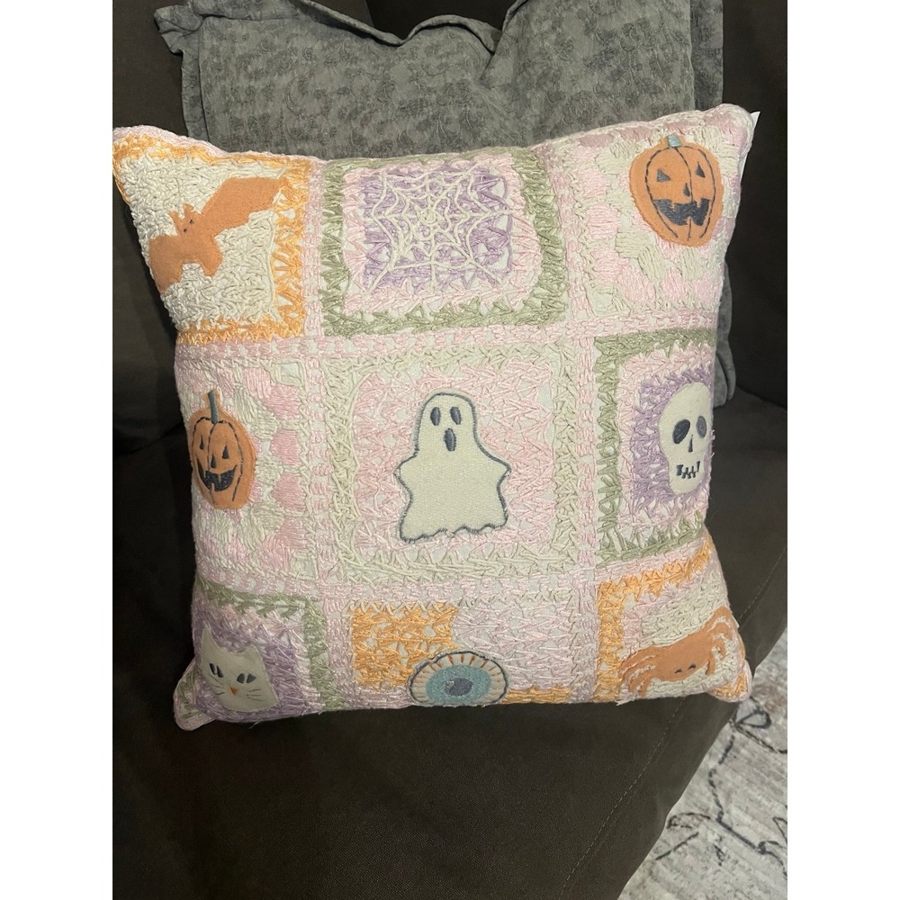 London Kaye Halloween Ghost Pumpkin Skull Cat Decorative Pillow NWT